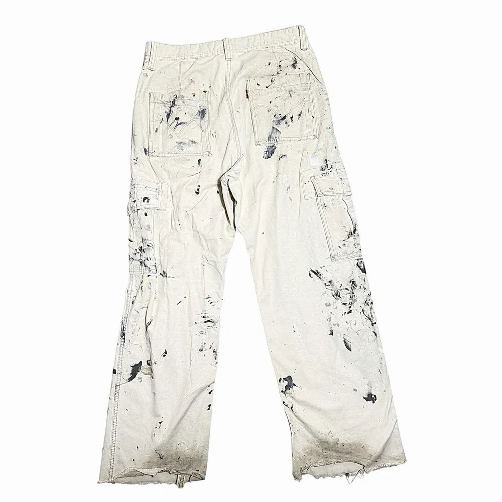 Levi's Cargo Loose Straight Pants 31x32 Paint Splatter Distressed Workwear Y2K